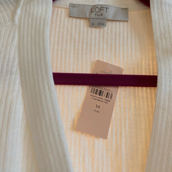 NWT Loft Plus Size 14 White Cardigan - Picture 2 of 3